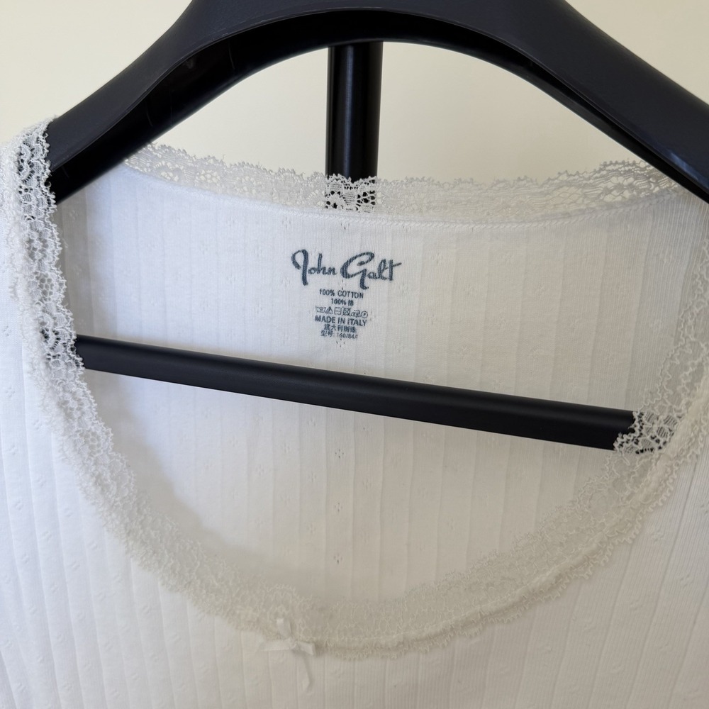 Brandy Melville White Lace Top One Size XS/S Scoop Neck John Galt - Picture 3 of 6